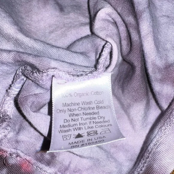 Amour Vert Purple Acid Wash Puffed Short Sleeve Organic Cotton Shirt Size M - Picture 7 of 8